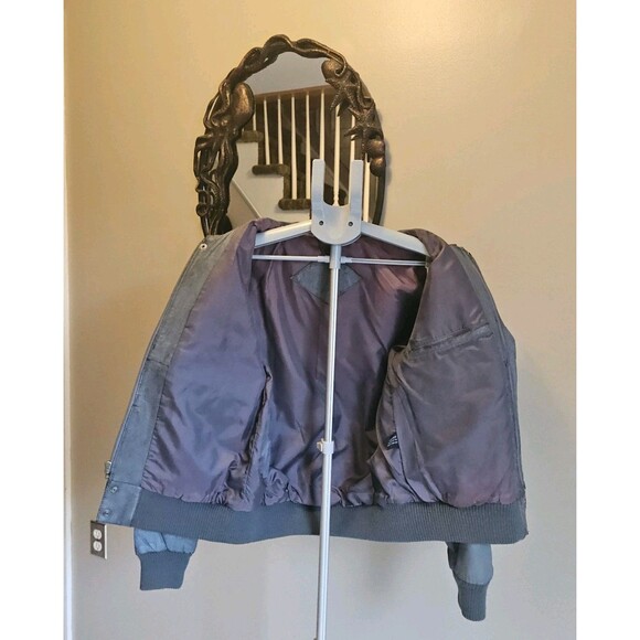 Vintage Leather Bomber Jacket Gray 80s 90s Flight A2 Style Mens S Top Gun Pilot - Picture 4 of 9